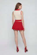 Clover Contrast Trim Cropped Polo Top