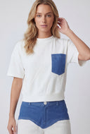 Chambray Pocket Drop Shoulder T-Shirt