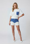 Chambray Pocket Drop Shoulder T-Shirt