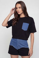 Chambray Pocket Drop Shoulder T-Shirt