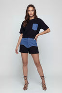 Chambray Pocket Drop Shoulder T-Shirt