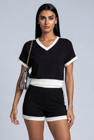 Contrast V-Neck Crop Top