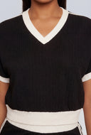Contrast V-Neck Crop Top