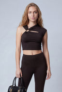 Asymmetrical Cutout Crop Top