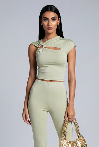 Asymmetrical Cutout Crop Top