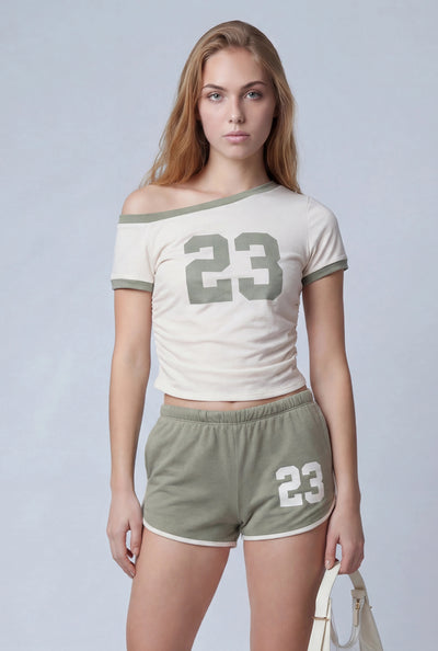 Contrast Asymmetrical Crop Top