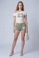 Contrast Asymmetrical Crop Top