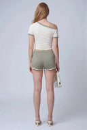 Contrast Asymmetrical Crop Top