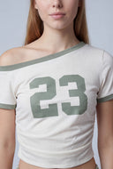 Contrast Asymmetrical Crop Top