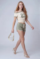 Contrast Drawstring Dolphin Shorts