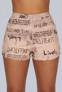 Graffiti Distressed High Waist Shorts