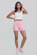High Waisted Compression Rib Biker Shorts