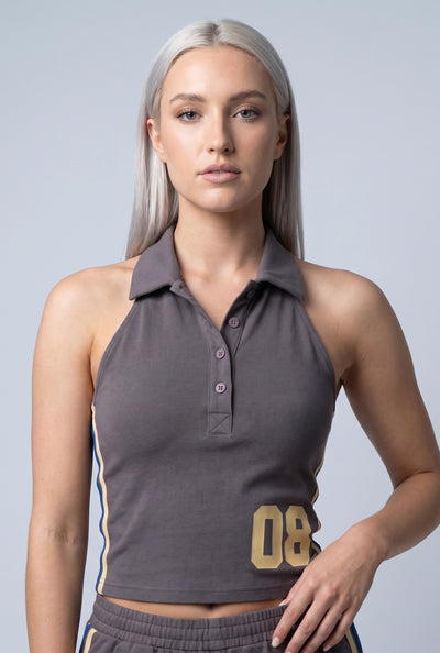 Brooklynn Crop Polo Halter Top