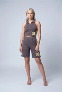 Brooklynn Crop Polo Halter Top