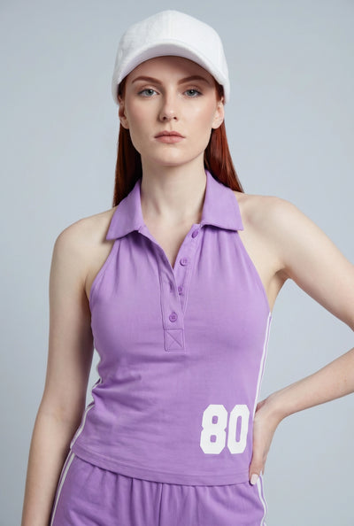 Brooklynn Crop Polo Halter Top