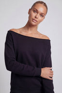 Off The Shoulder Fleece Pullover Sweatshirt