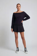 Off The Shoulder Fleece Pullover Sweatshirt
