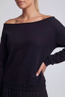 Off The Shoulder Fleece Pullover Sweatshirt