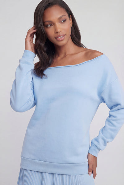 Off The Shoulder Fleece Pullover Sweatshirt
