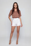 Button Waist Scuba Shorts