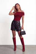 Galilea Lined Faux Leather Bermuda Shorts