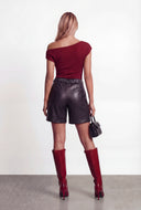 Galilea Lined Faux Leather Bermuda Shorts