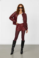 Pleated Detail Faux Leather Shorts