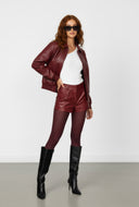 Pleated Detail Faux Leather Shorts