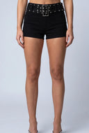 Belted Front Denim Shorts