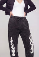 Flames Acid Wash Sweatpants