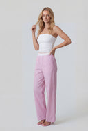 Candy Stripe Contrast Waist Poplin Pants