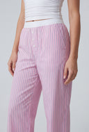 Candy Stripe Contrast Waist Poplin Pants