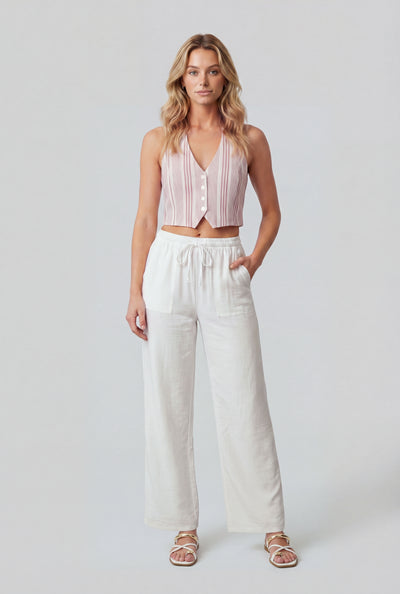 Crepe Drawstring Waist Pants