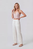 Crepe Drawstring Waist Pants