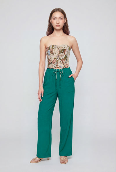 Crepe Drawstring Waist Pants