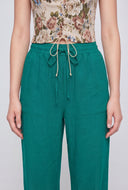 Crepe Drawstring Waist Pants