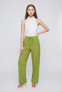 Crepe Drawstring Waist Pants