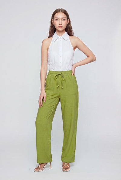 Crepe Drawstring Waist Pants