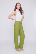 Crepe Drawstring Waist Pants