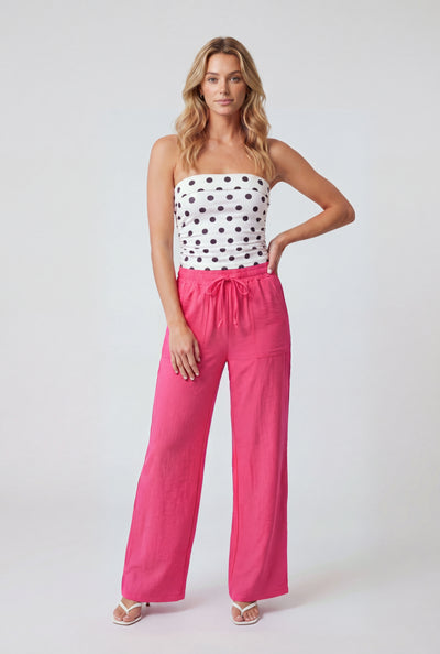Crepe Drawstring Waist Pants