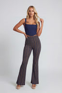 Boho Border Print Flare-Leg Pants