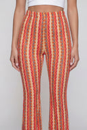 Boho Border Print Flare-Leg Pants