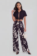 Leaf Print Palazzo Pants
