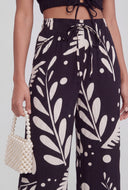 Leaf Print Palazzo Pants