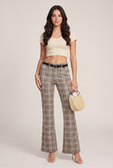 Isadora Belted Plaid Flare Pants
