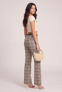 Isadora Belted Plaid Flare Pants