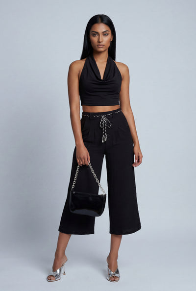 Tie Waist Gaucho Pants
