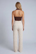 Tiered Textured Straight-Leg Pants