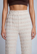 Tiered Textured Straight-Leg Pants