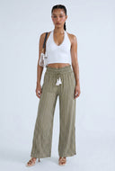 Striped Paper Bag Waist Pants